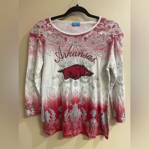 P. Michael Univ of Arkansas 3/4 Sleeve Shirt Rhinestone Women’s Size Medium